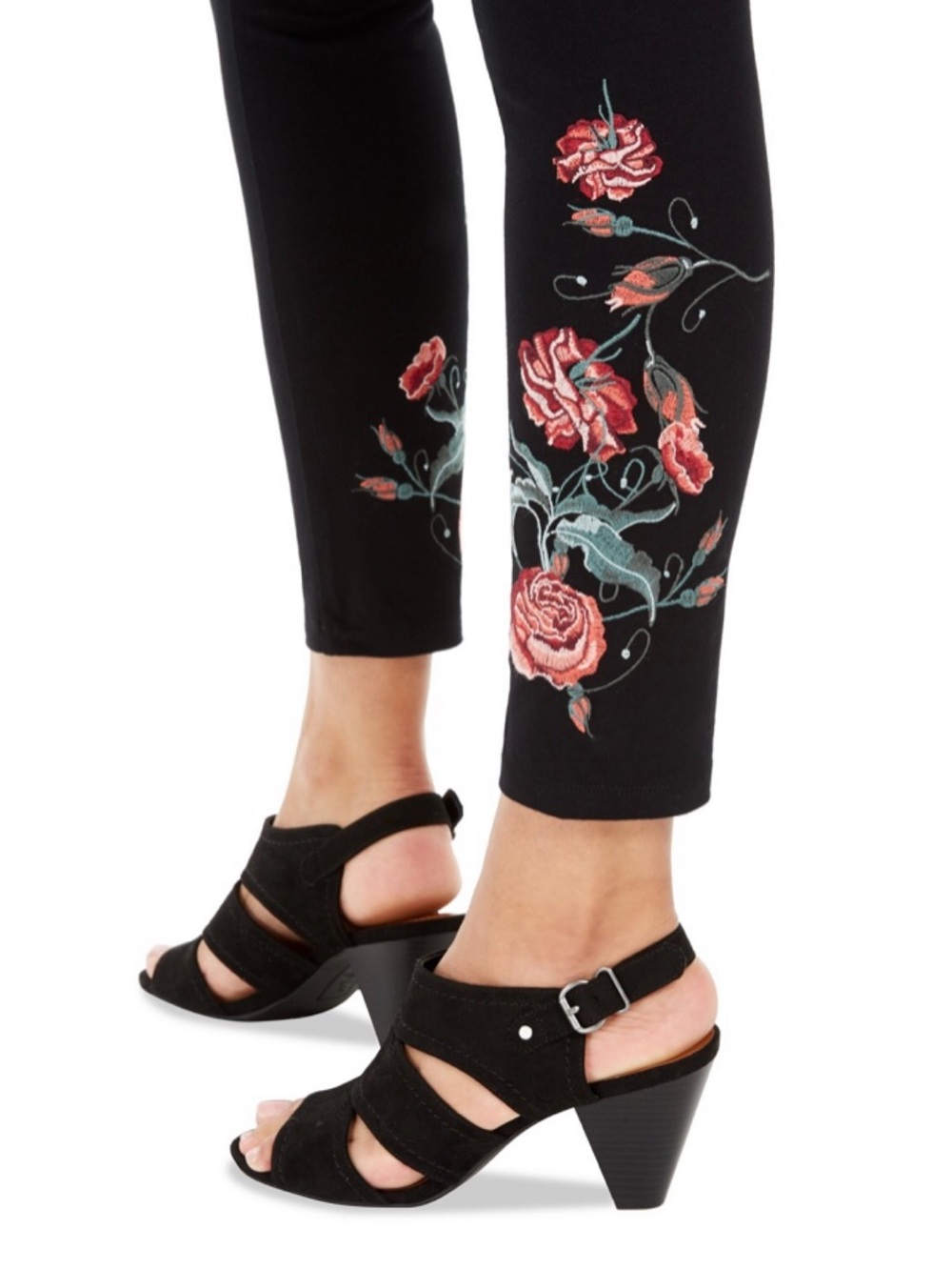 Style & Co Black Floral Embroidered Leggings. Size XLP. Brand new!